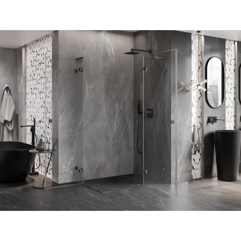 Mexen Lunar L Duo cabine de douche pivotante droite 115 x 110 cm, transparent, gris canon brossé - 834L-115P-110L-66-00