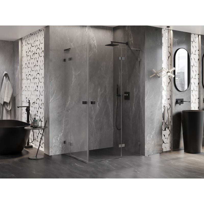 Mexen Lunar L Duo cabine de douche pivotante droite 115 x 110 cm, transparent, gris canon brossé - 834L-115P-110L-66-00
