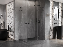 Mexen Lunar L Duo cabine de douche pivotante droite 115 x 110 cm, transparent, gris canon brossé - 834L-115P-110L-66-00
