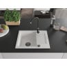 Mexen Enzo évier en granit 1 bac avec égouttoir 576 x 465 mm, blanc, siphon noir - 6506571005-20-B