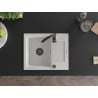 Mexen Enzo évier en granit 1 bac avec égouttoir 576 x 465 mm, blanc, siphon noir - 6506571005-20-B