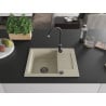 Mexen Enzo évier en granit 1 bac avec égouttoir 576 x 465 mm, beige, siphon noir - 6506571005-69-B