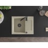Mexen Enzo évier en granit 1 bac avec égouttoir 576 x 465 mm, beige, siphon noir - 6506571005-69-B