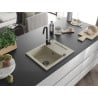 Mexen Enzo évier en granit 1 bac avec égouttoir 576 x 465 mm, beige, siphon noir - 6506571005-69-B