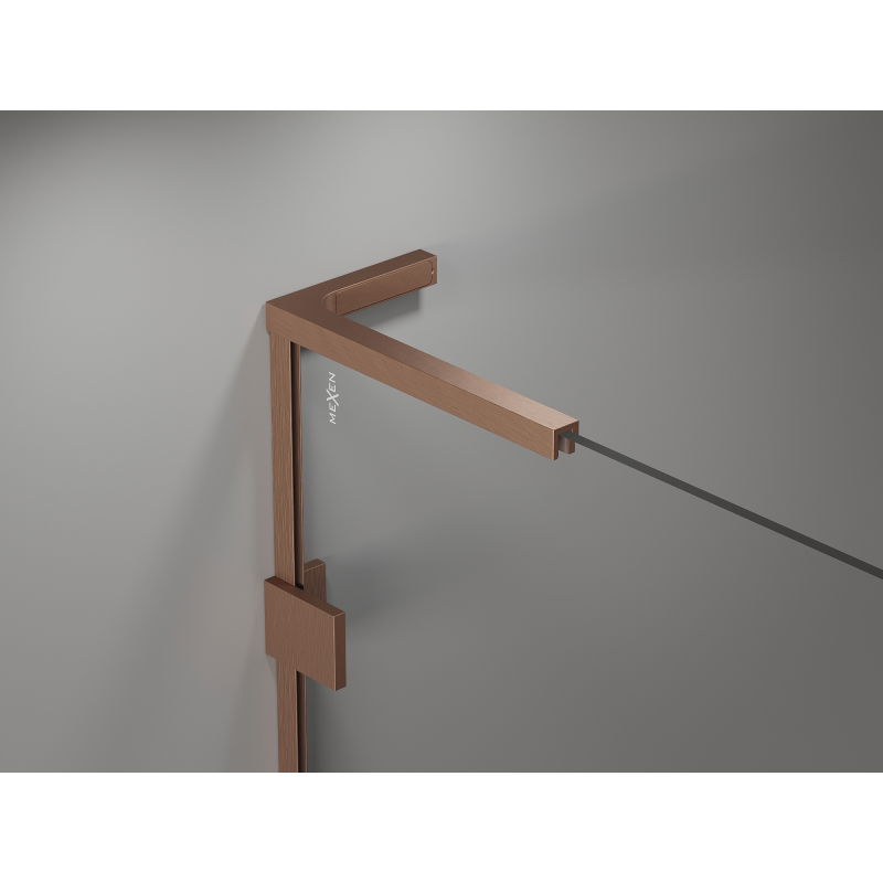 Mexen Lunar L Cabine de douche Duo pivotante droite 95 x 75 cm, transparent, cuivre brossé - 834L-095P-075L-65-00