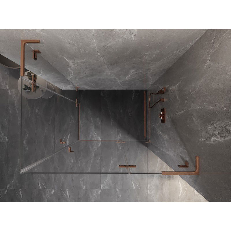 Mexen Lunar L Duo cabine de douche pivotante droite 95 x 85 cm, transparent, cuivre brossé - 834L-095P-085L-65-00