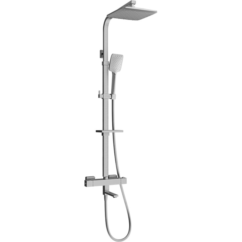 Mexen CQ62 ensemble bain-douche avec pommeau de douche et mitigeur thermostatique, gris acier brossé - 779106295-66