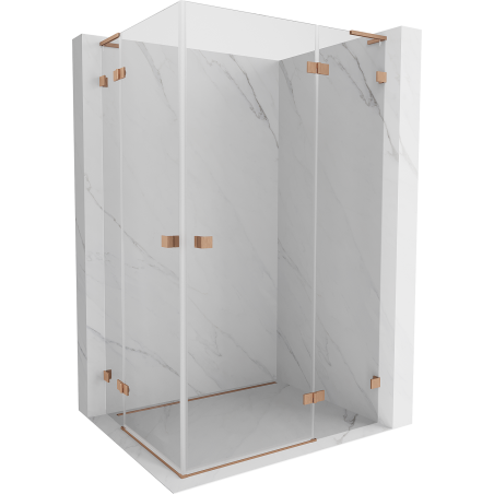 Mexen Lunar L Duo cabine de douche pivotante droite 100 x 85 cm, transparent, cuivre brossé - 834L-100P-085L-65-00