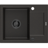 Mexen Enzo évier en granit à 1 cuve avec égouttoir 576 x 465 mm, Noir/Or métallique, siphon Noir - 6506571005-75-B