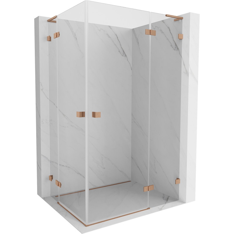 Mexen Lunar L Douchette cabine duo pivotante droite 105 x 70 cm, transparent, cuivre brossé - 834L-105P-070L-65-00
