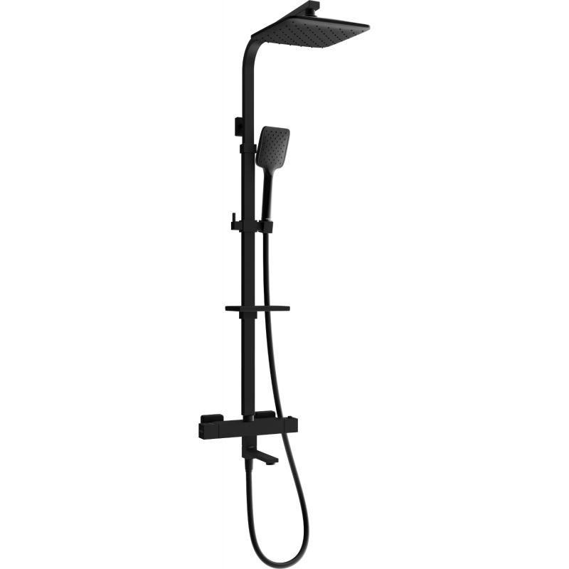 Ensemble baignoire-douche Mexen CQ62 avec pomme haute et robinet thermostatique, noir - 779106295-70