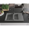 Mexen Gaspar évier en granit 1,5-bac avec égouttoir 737 x 475 mm, gris, siphon noir - 6507731505-71-B