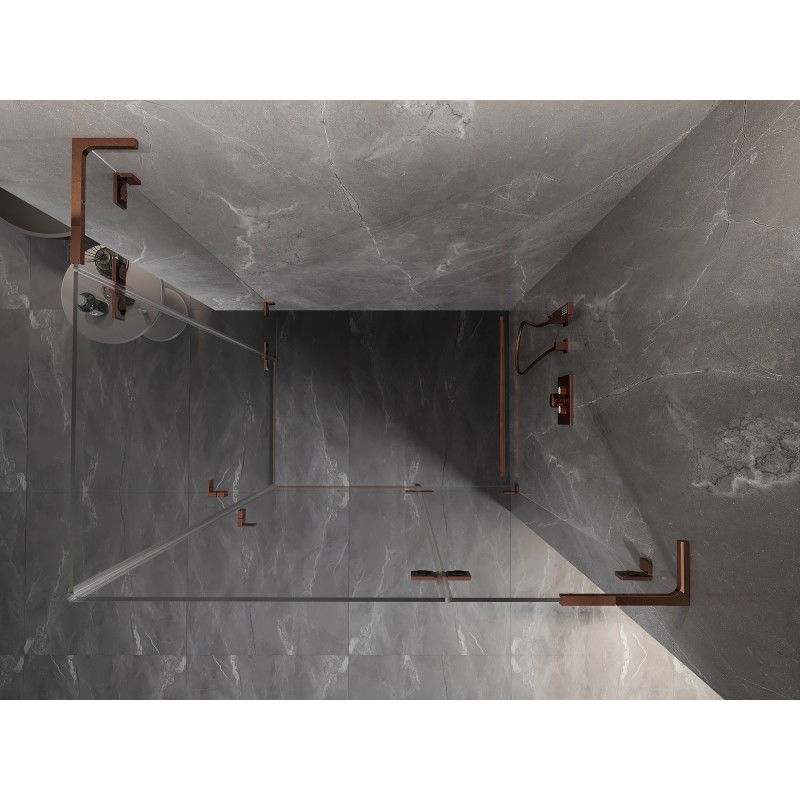 Mexen Lunar L Cabine de douche Duo battante droite 95 x 90 cm, transparente, or rose - 834L-095P-090L-60-00