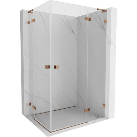 Mexen Lunar L Duo cabane de douche pivotante droite 120 x 100 cm, transparent, or rose - 834L-120P-100L-60-00