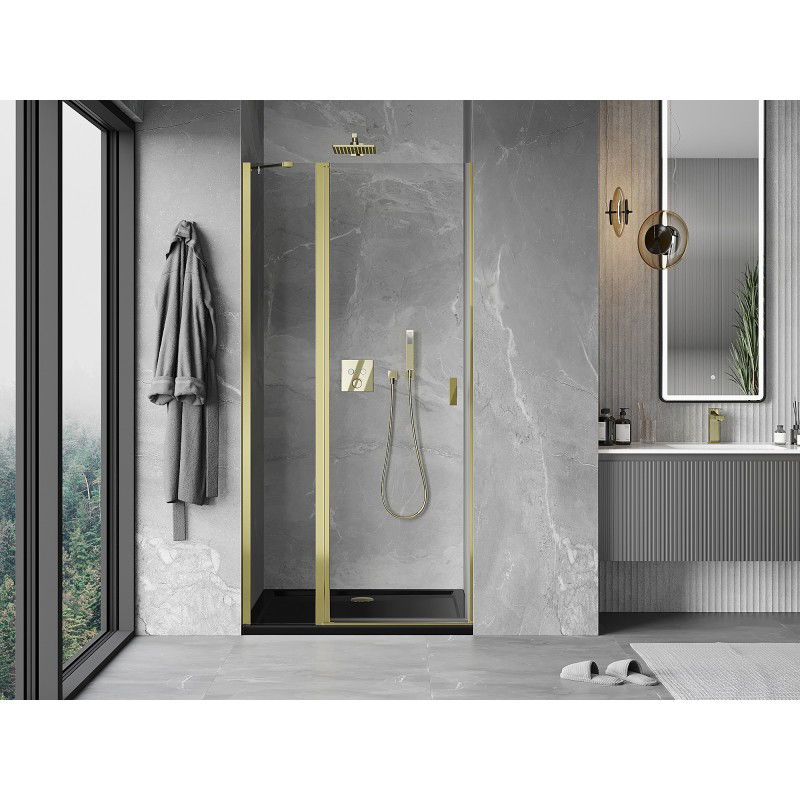 Mexen Mist porte de douche battante 90 cm, transparent, doré - 8A4-090-000-50-00