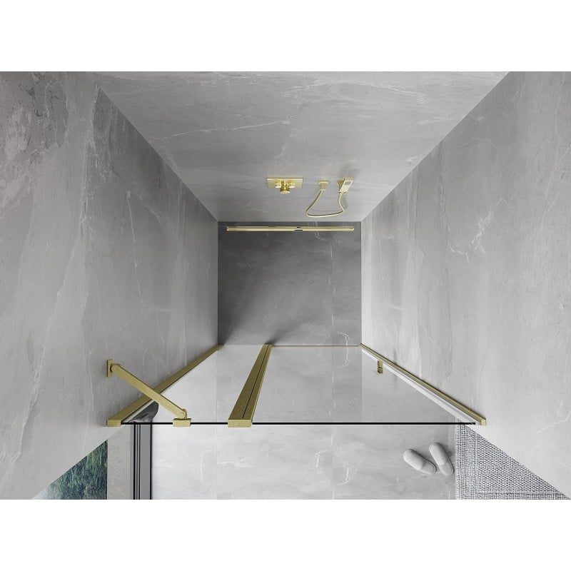 Mexen Mist porte de douche pivotante 120 cm, transparent, or brossé - 8A4-120-000-55-00