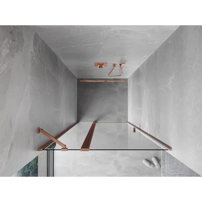 Mexen Mist porte de douche pivotante 75 cm, transparent, cuivre brossé - 8A4-075-000-65-00