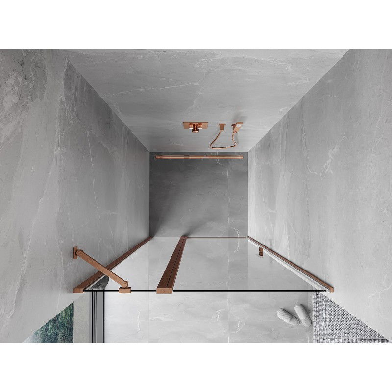 Mexen Mist porte de douche pivotante 90 cm, transparent, cuivre brossé - 8A4-090-000-65-00