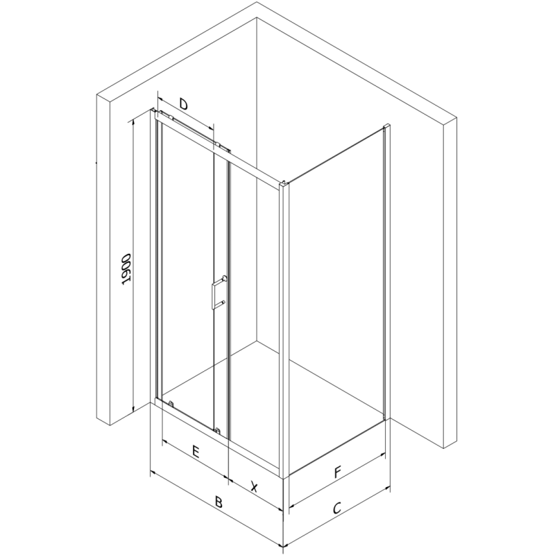 Mexen Apia cabine de douche coulissante 140 x 70 cm, transparente, noire - 840-140-070-70-00