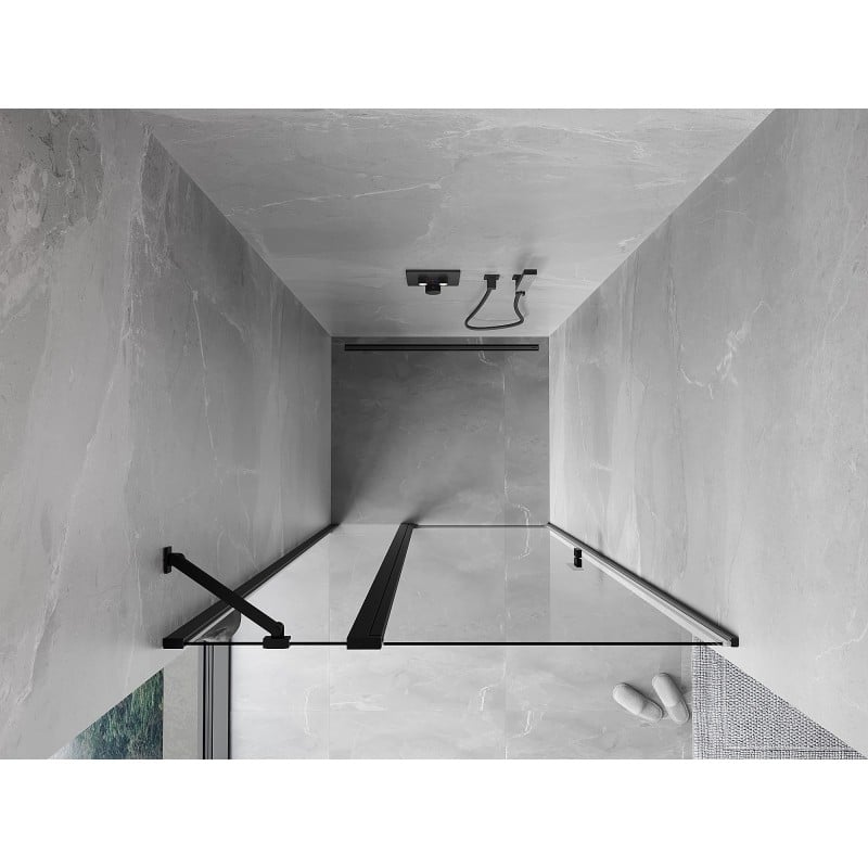 Mexen Mist porte de douche pivotante 110 cm, transparent, noir - 8A4-110-000-70-00