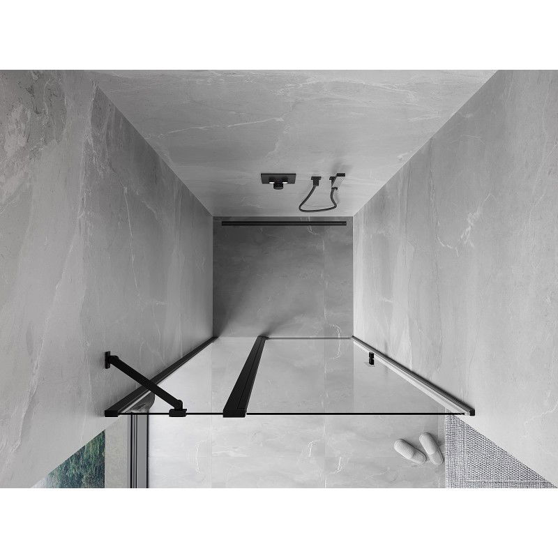 Mexen Mist porte de douche battante 115 cm, transparent, noir - 8A4-115-000-70-00