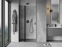 Mexen Mist porte de douche battante 115 cm, transparent, noir - 8A4-115-000-70-00