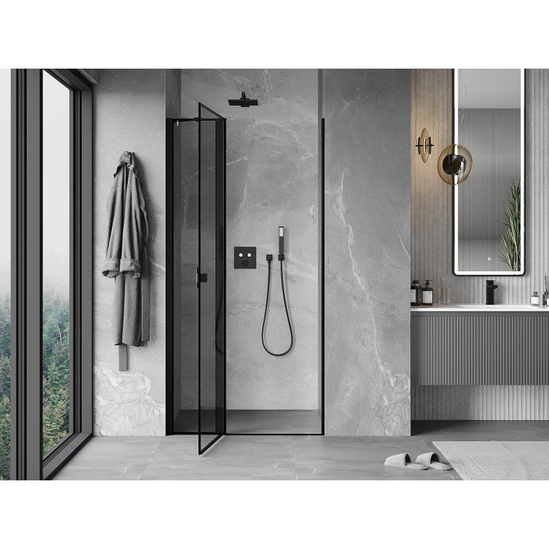 Mexen Mist porte de douche battante gauche 80 cm, cadre noir, noir - 8A4-080-000-70-70-L