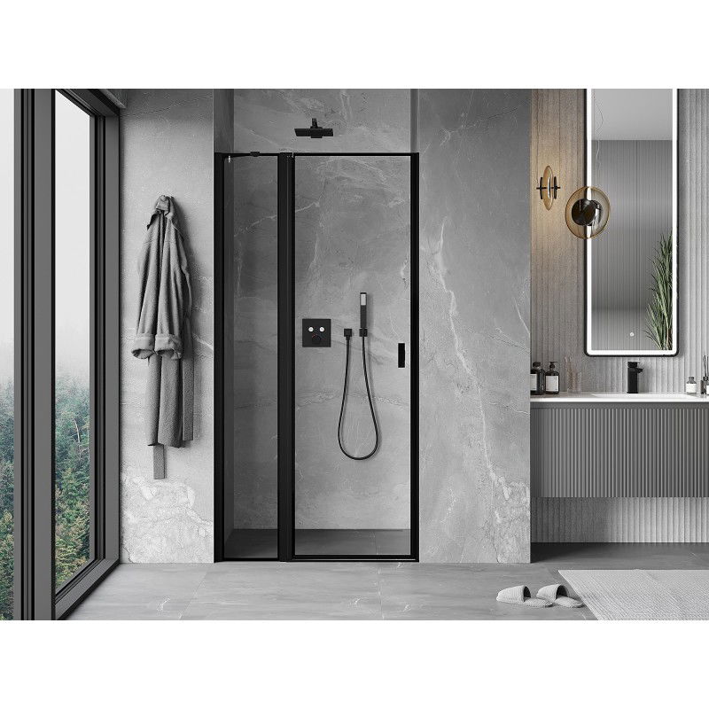 Mexen Mist portes de douche pivotantes à gauche 110 cm, cadre noir, noir - 8A4-110-000-70-70-L