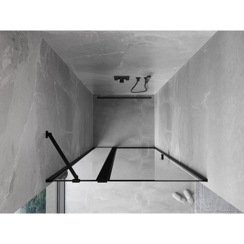 Mexen Mist portes de douche pivotantes gauche 120 cm, cadre noir, noir - 8A4-120-000-70-70-L