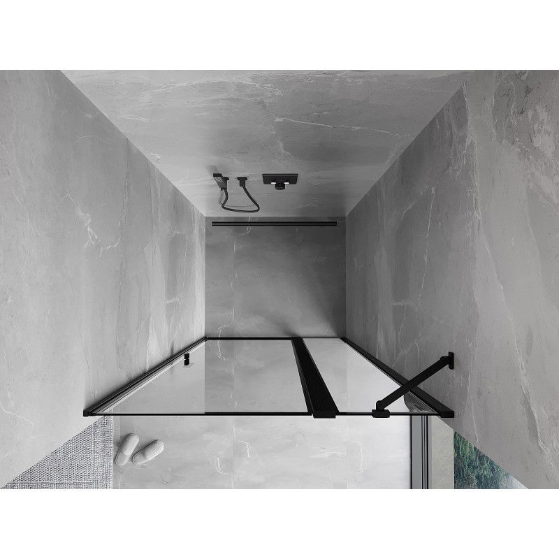 Mexen Mist portes de douche pivotantes droites 110 cm, cadre noir, noir - 8A4-110-000-70-70-P