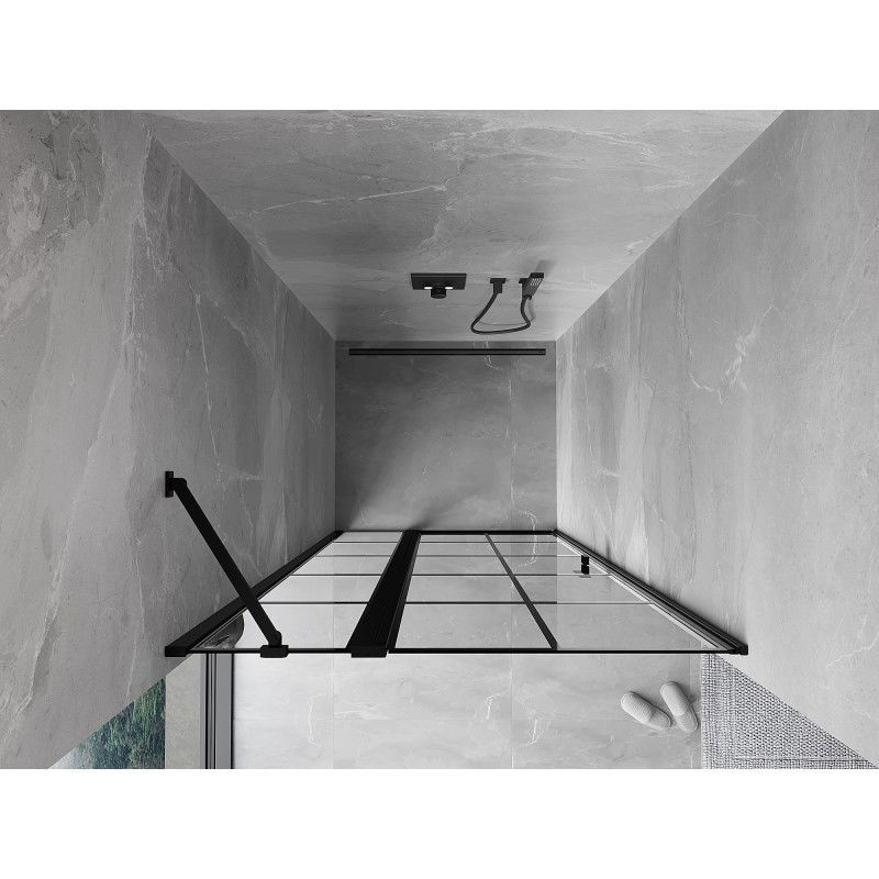 Mexen Mist porte de douche pivotante gauche 70 cm, grille noire, noir - 8A4-070-000-70-77-L