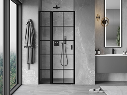 Mexen Mist porte de douche pivotante gauche 70 cm, grille noire, noir - 8A4-070-000-70-77-L