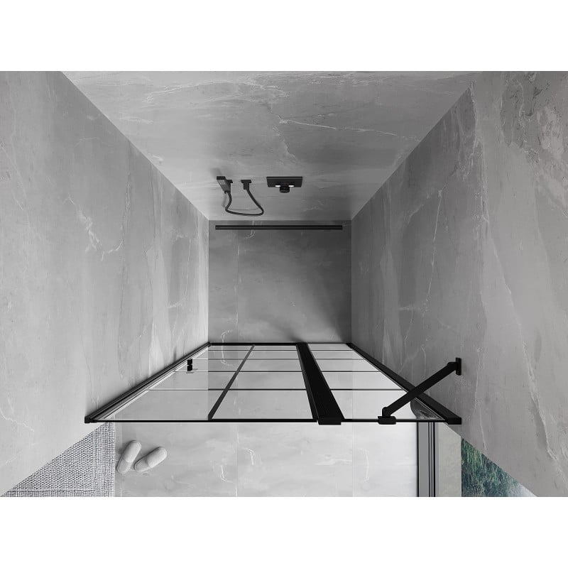 Mexen Mist porte de douche pivotante droite 110 cm, grille noire, noir - 8A4-110-000-70-77-P