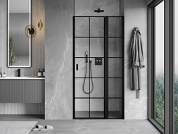 Mexen Mist porte de douche ouvrante à droite 115 cm, grille noire, noir - 8A4-115-000-70-77-P