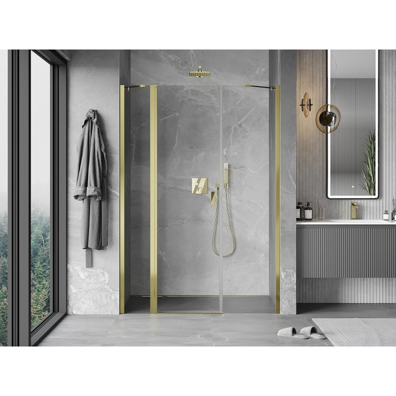 Mexen Mist porte de douche pivotante 125 cm, transparent, doré - 8A4-125-001-50-00