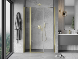 Mexen Mist porte de douche pivotante 145 cm, transparent, doré - 8A4-145-001-50-00