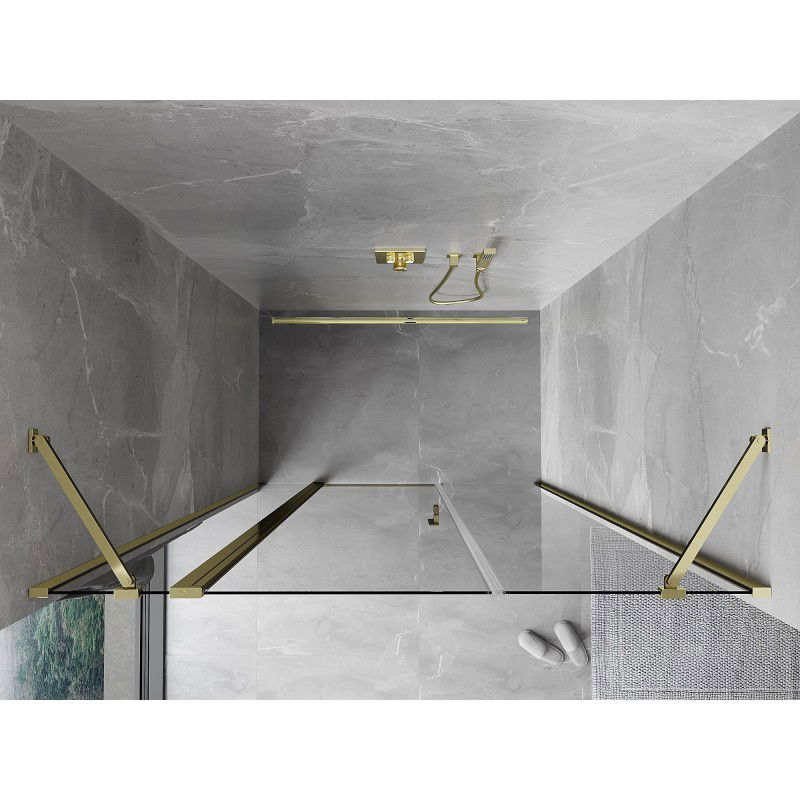 Mexen Mist porte de douche pivotante 155 cm, transparent, doré - 8A4-155-001-50-00