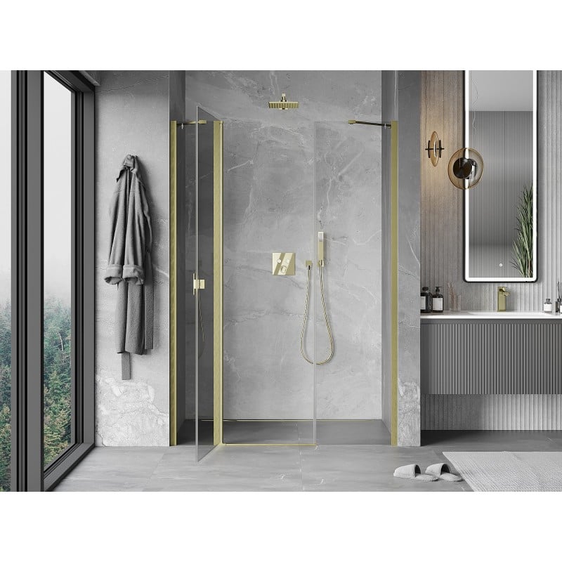 Mexen Mist porte de douche battante 120 cm, transparent, or brossé - 8A4-120-001-55-00