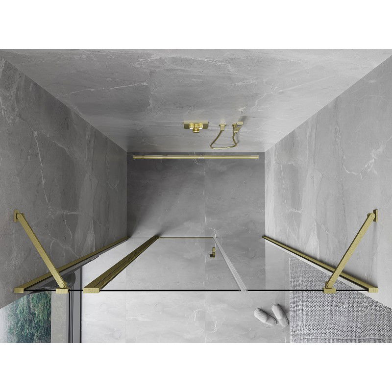 Mexen Mist porte de douche pivotante 130 cm, transparent, doré brossé - 8A4-130-001-55-00