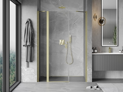 Mexen Mist porte de douche pivotante 145 cm, transparent, or brossé - 8A4-145-001-55-00
