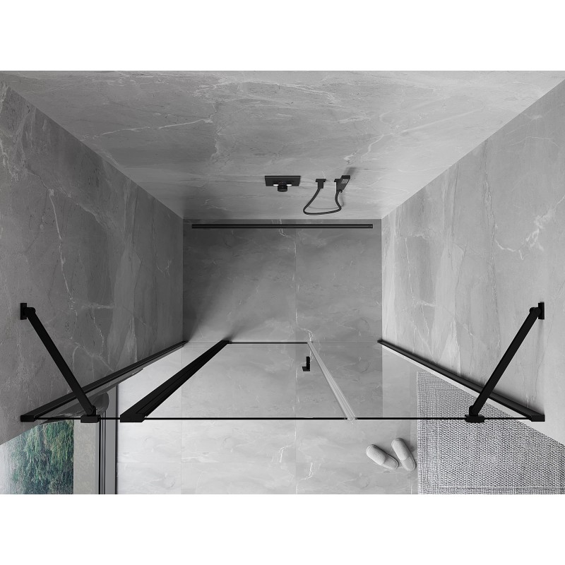 Mexen Mist porte de douche battante 120 cm, transparent, noir - 8A4-120-001-70-00