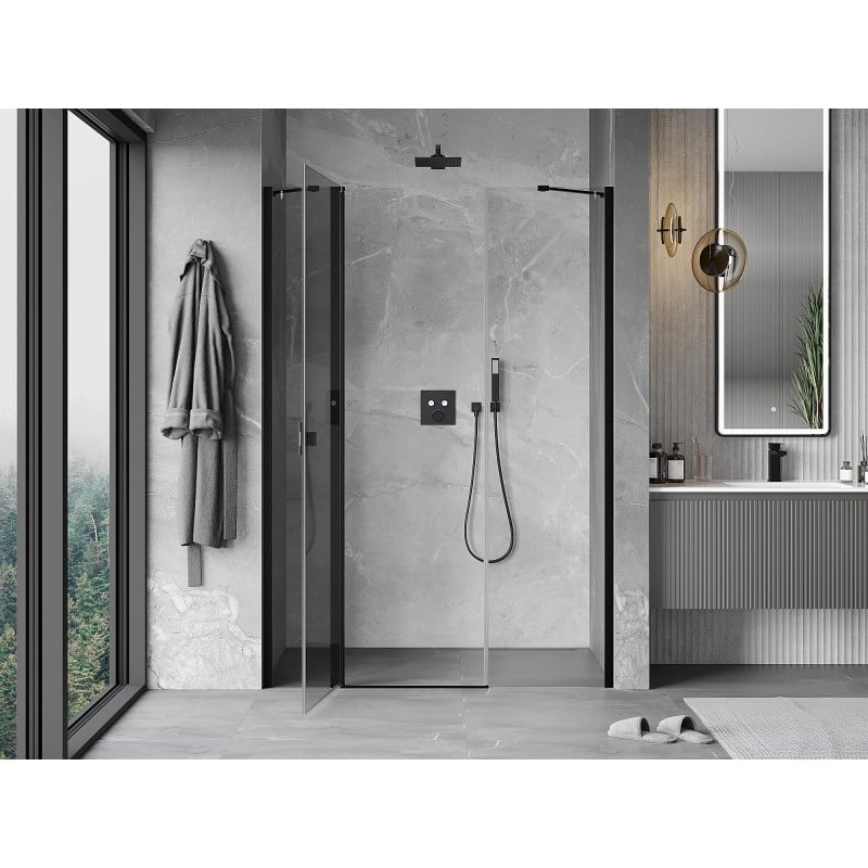 Mexen Mist porte de douche battante 120 cm, transparent, noir - 8A4-120-001-70-00