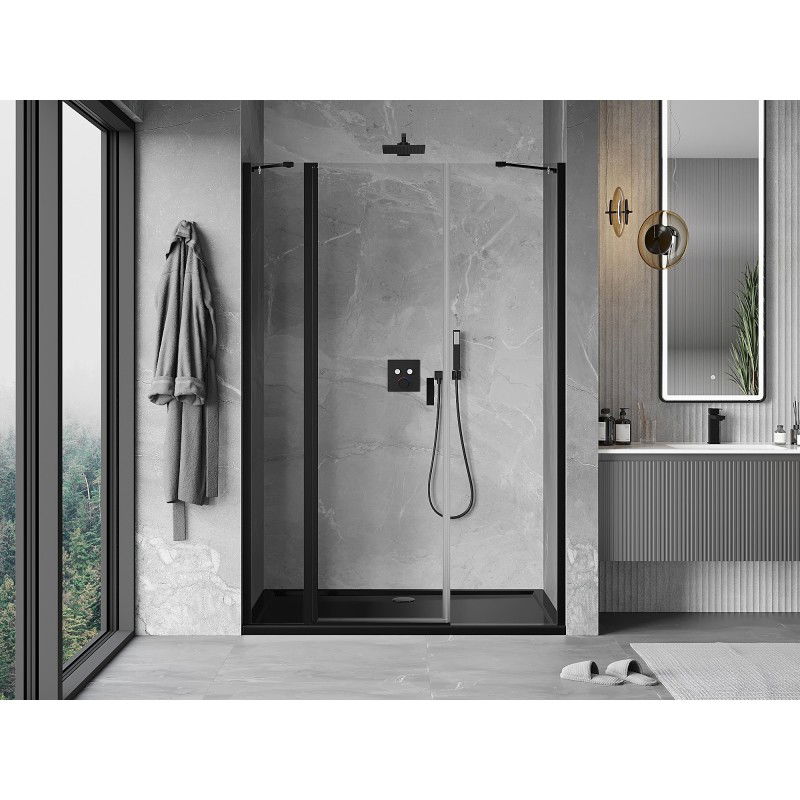 Mexen Mist portes de douche pivotantes 150 cm, transparentes, noires - 8A4-150-001-70-00