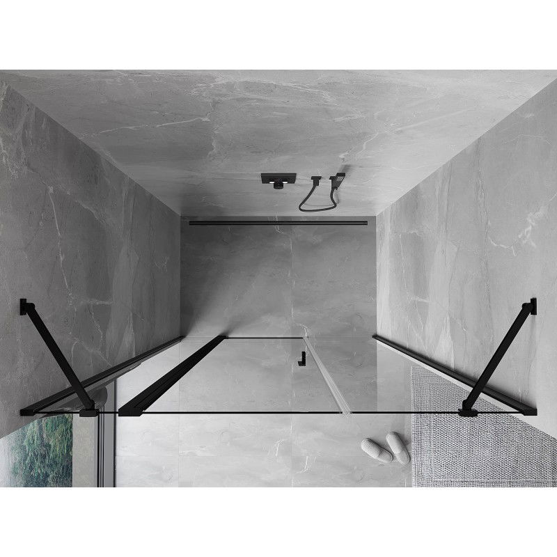 Mexen Mist porte de douche battante 160 cm, transparentes, noires - 8A4-160-001-70-00
