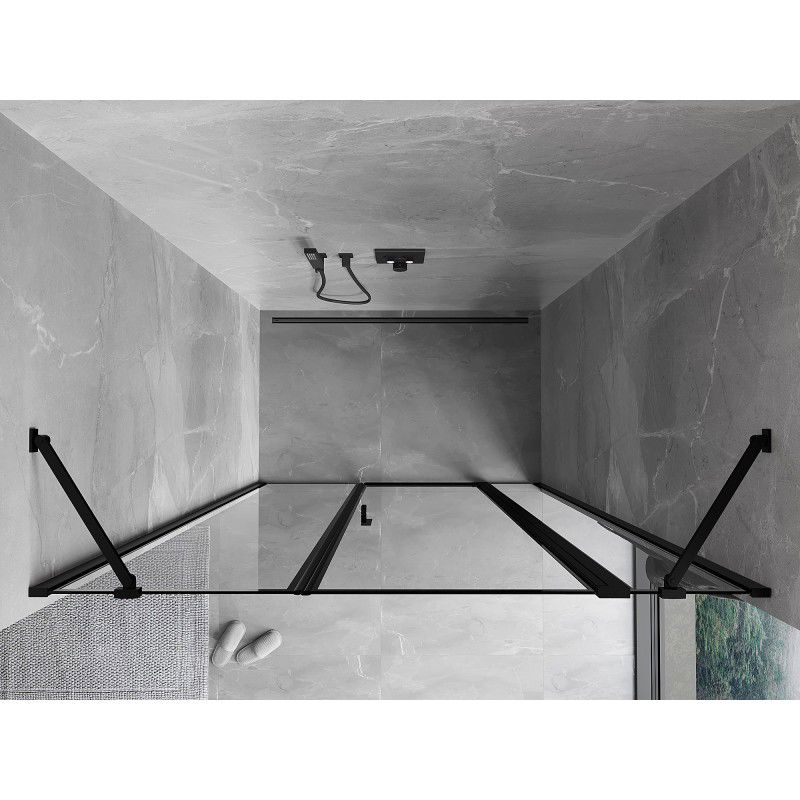 Mexen Mist porte de douche pivotante droite 120 cm, cadre noir, noir - 8A4-120-001-70-70-P