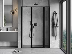 Mexen Mist porte de douche pivotante droite 125 cm, cadre noir, noir - 8A4-125-001-70-70-P