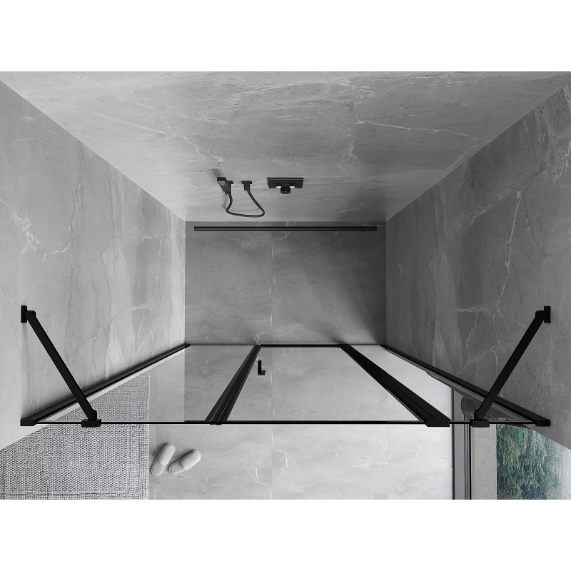 Mexen Mist porte de douche pivotante droite 135 cm, cadre noir, noir - 8A4-135-001-70-70-P