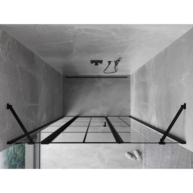 Mexen Mist porte de douche pivotante gauche 120 cm, grille noire, noir - 8A4-120-001-70-77-L