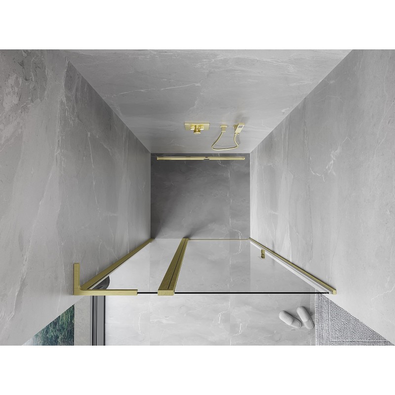 Mexen Mist L porte de douche pivotante 120 cm, transparent, or brossé - 8A4L-120-000-55-00