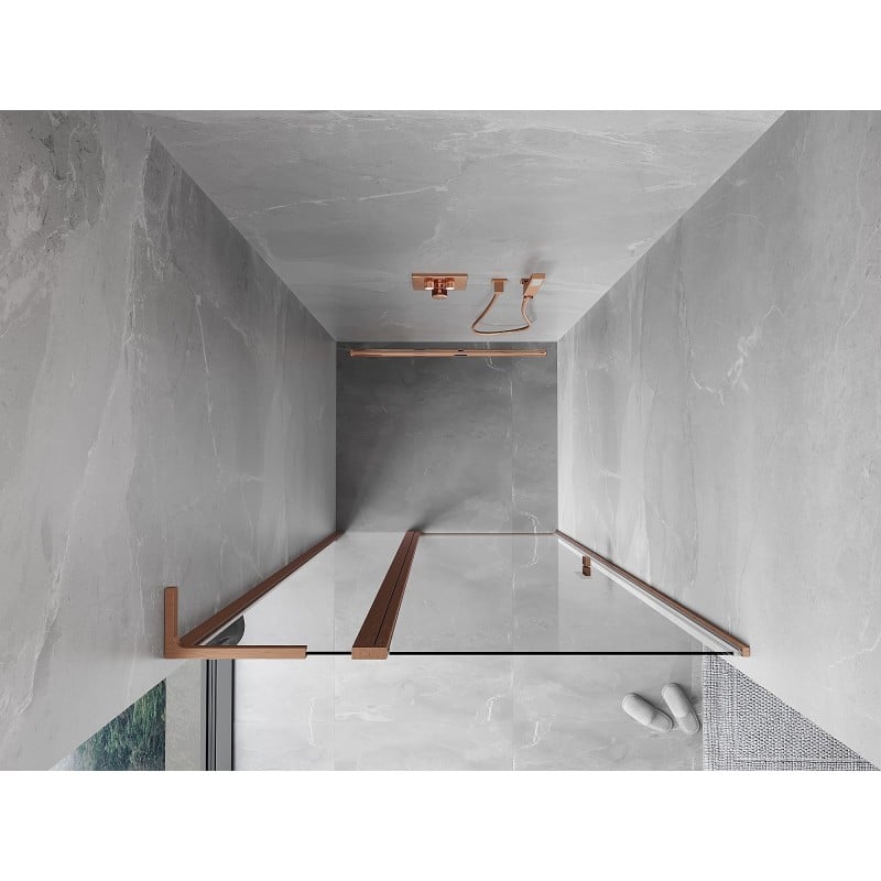 Mexen Mist L porte de douche pivotante 100 cm, transparent, cuivre brossé - 8A4L-100-000-65-00